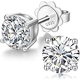 Jiamiaoi Earrings for Men Women Hypoallergenic 925 Sterling Silver Cubic Zirconia CZ Stud Earrings4mm-8mm