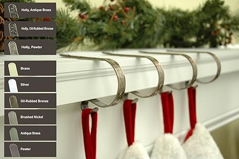 Clip original para la chimenea, peltre repujado, para colgar calcetín