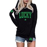 Susongeth St Patrick's Day Hoodie for Women Irish Shamrock Graphic Shirt Funny Lucky Clover Long Sleeve Hoodie Pullover Tops