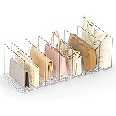 SortNStore Bag Purse Organizer for Closet: Shelf Dividers Adjustable Acrylic Handbag Storage - Plastic Closet Organizers and Storage for Clutches - Keep Carteras & Pocketbook Upright