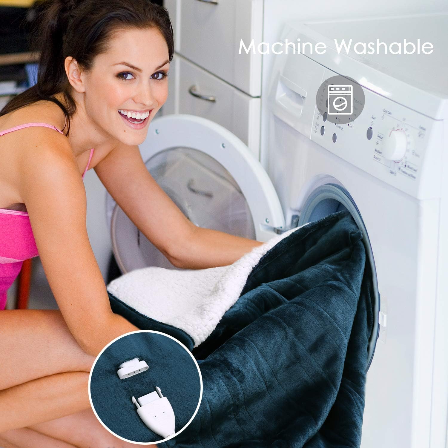Electric Heated Blanket Twin Size 62"x 84" Flannel & Sherpa Reversible Blanket for Full Body with 10 Hours Auto Off & 4 Heat Settings, Fast Heating and Machine Washable, Home Office Use: Home & Kitchen