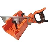 Miter Box and Saw Set - 12 inch Mitre Box with saw included for Daily use | Reinforced Steel Back Saw for Accurate Cutting, Preset 90 45 22.5 and 0 Degree Cuts, 4-1/2in x 3in (W x H) Cutting Capacity