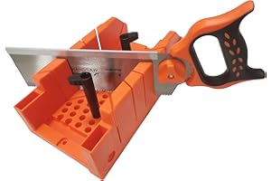 ACEgoes 12" Miter Box with Saw Included, Reinforced Steel Back Saw for Accurate Cutting, Preset 90 45 22.5 and 0 Degree Cuts,