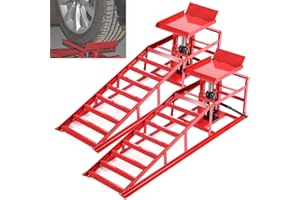 HAQQI 5T Hydraulic Car Truck Service Ramps for Oil Changes 2 Packs, Heavy Duty Vehicle Ramps 5T(10000LBS) Load Capacity for Home Garage Auto Maintenance - Red