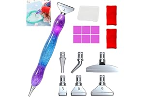 LIBIFUN 16pcs Silver Metal Tips Diamond Painting Pen Kits, 6pcs Stainless Steel Tips, 6 Glue Clays, 2 Finger Sleeves , 5D Diamond Painting Accessories Tools for DIY Craft, Comfort Grip and Faster Drilling