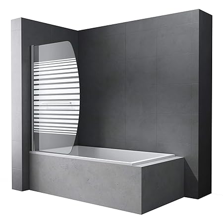 Faltwand Badewanne 90x140cm Badewannenaufsatz Duschwand 180° ESG Teilsatiniert NANO C112S Mai&Mai