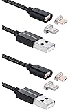 Smart&Cool 5 Feet Gen4 Nylon Braided New Design Super Magnetic Charging & Data Transfer Cable for Smart Phone and Tablets with Micro-USB and i-Product (5ft-Black Twin Pack)