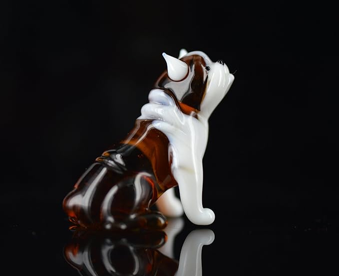Hund Braun Weiß - Figur aus Glas Braune Weiße Englische Bulldogge