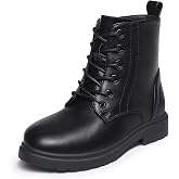 Athlefit Boys Girls Combat Boots Kids Booties with Zipper | Lace-up, Side zipper easy on/off, Slip-resistant &amp; durable, Unisex boots, Stylish, Warm Shoes, Fall, Winter, Multiple colors