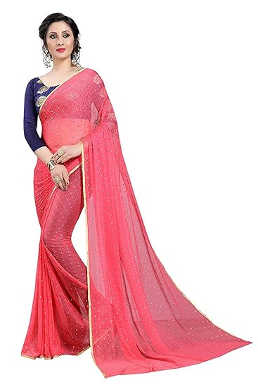 Womens Pure Nazamin Chiffon Gold Print with Jacquard Blouse Piece - Gajari