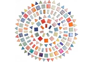 Youway Style Iridescent Mosaic Tiles for Crafts Bulk,228g Mini Square Triangle Tiles for Crafts,Mosaic Kits for Adults,DIY Coasters Kit