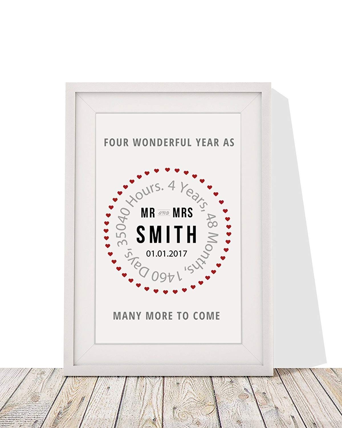 Personalised Fourth Anniversary Stamp Surname