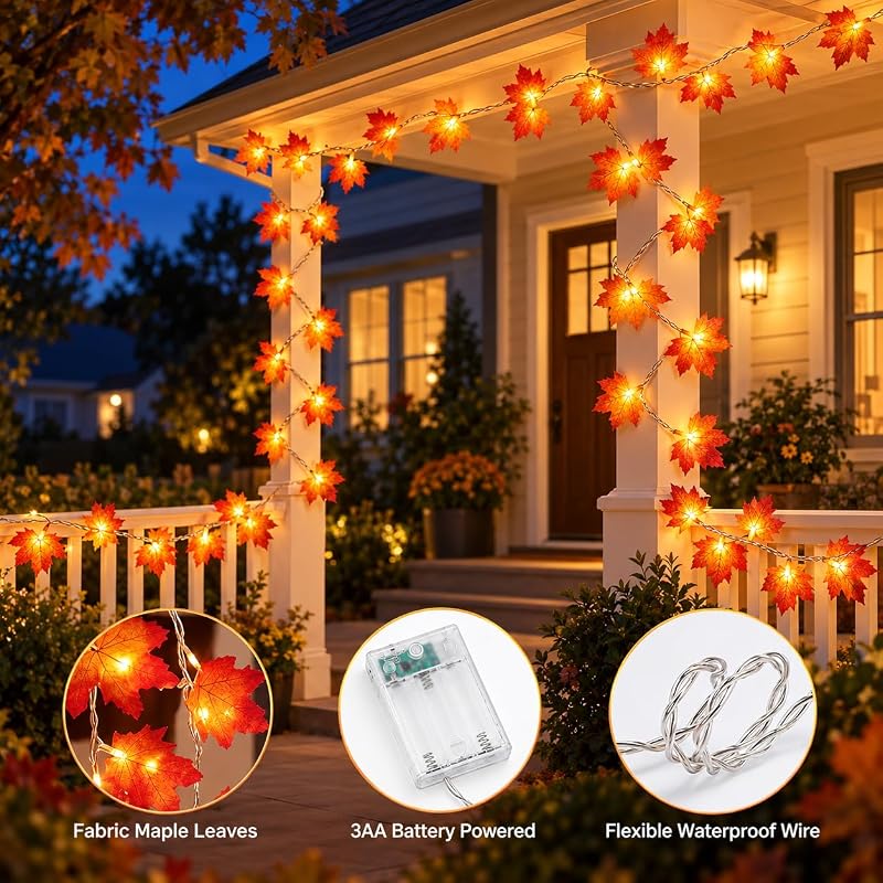 Guirnalda de luces AdalyRoma con hojas, 2,5M 20LED hojas de arce
