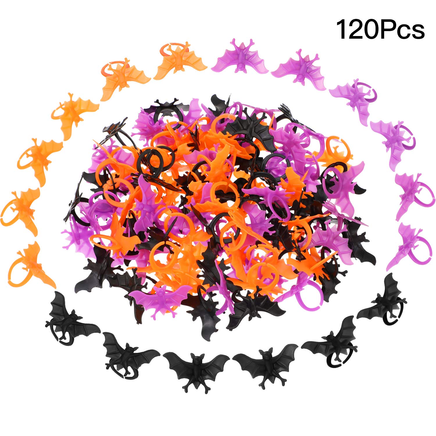Hicarer Halloween Bat Rings Plastic Bat Ring Accessories for Halloween