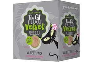 TIKI PETS Tiki Cat Velvet Mousse, Protein Blend in Broth Variety Pack, Complete Nutrition for Balanced Diet, Wet Cat Food For All Life Stages, 2.8 oz. Pouch (Pack of 12)