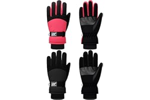 SATINIOR 2 Pairs Kids Waterproof Winter Snow Gloves Ski Gloves for Boy Girl Outdoor Warm Thickening Snowboar