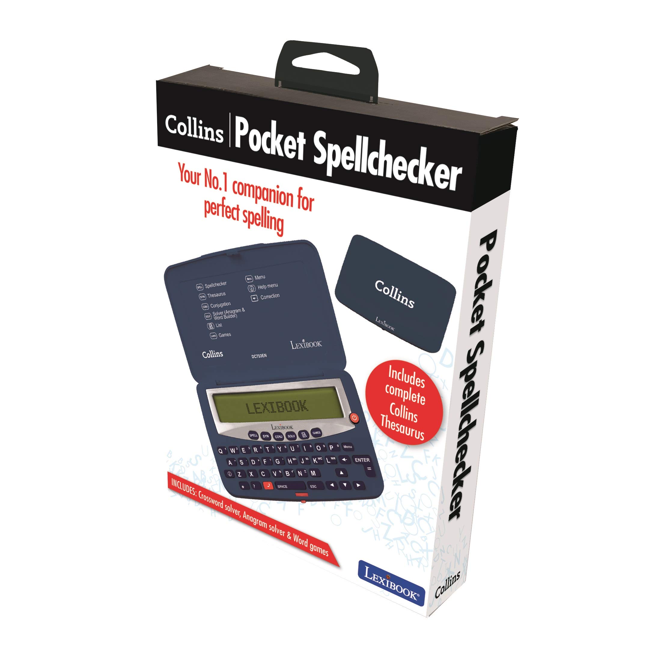 LEXiBOOK - Collins Electronic Pocket Spellchecker with Battery, Blue/White, DC753EN
