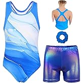 MODAFANS Gymnastics Leotards for Girls With Shorts Tumbling Dance Combined Racerback Activewear 4-13Years