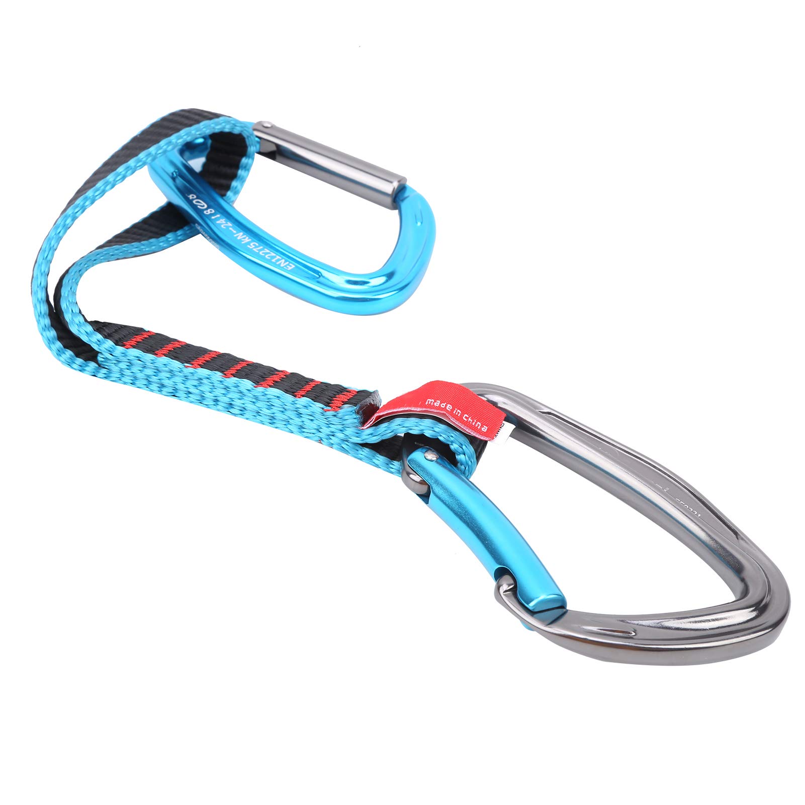 Quickdraw Sling, 38CM Safety Lock Extenders Straight Bent Carabiner Rock Climbing Quickdraw Sling