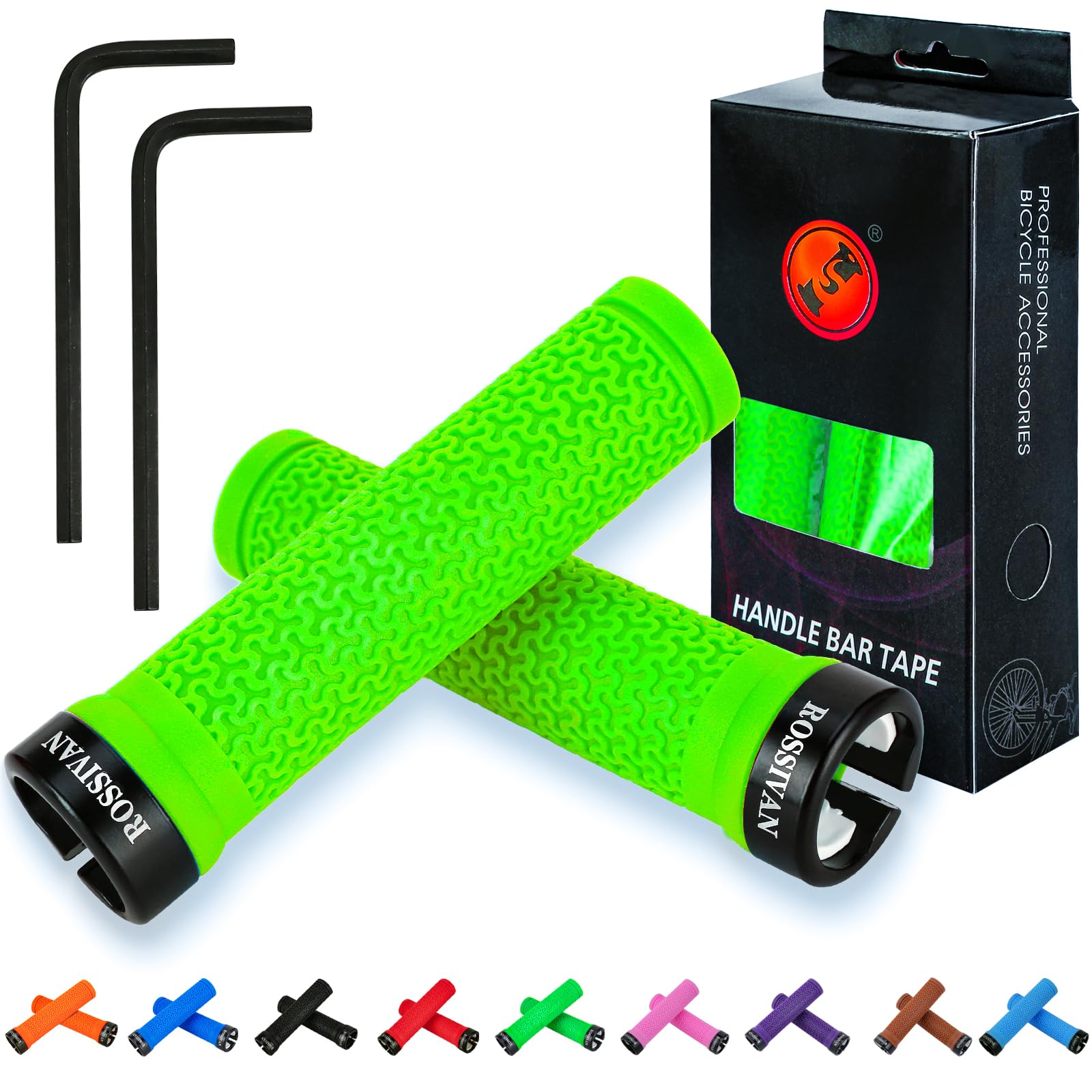 Rossivan Professional Bike Handlebar Grips, Mountain Bike Grips with Soft and Comfortable Anti-slip Rubber,Single Lock-on MTB Grips - Conquer Every Ride — image 1