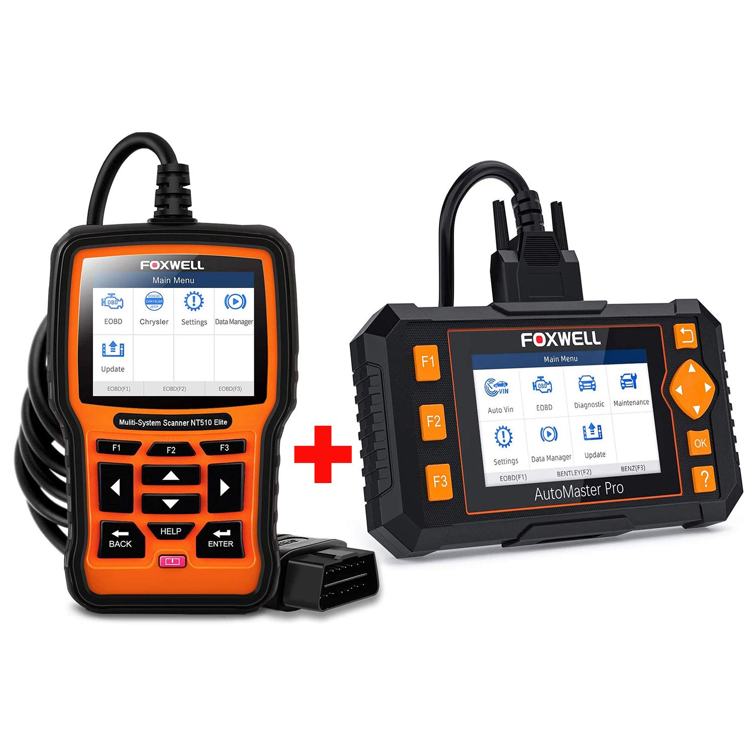FOXWELL Scan Tool NT634 for Engine Transmission ABS SRS with Foxwell NT510 Elite Scanner for Chrysle