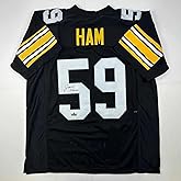 Facsimile Autographed Jack Ham Pittsburgh Black Reprint Laser Auto Football Jersey Size Men's XL