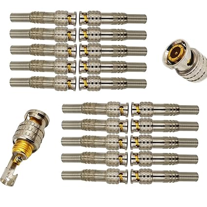 Igreeman 20 Pack BNC Male Coaxial Connectors Screw-Lock Terminal Brass Adapter for CCTV Home