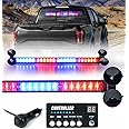LUMENIX LED Traffic Advisor Strobe Light Bar w/Controller 2x19 Inch Rear Window Windshield Emergency Flashing Warning Safety Lightbar for Security Vehicles Police Cop Trucks Car - Blue Red