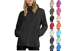 Plus Size Rain Jacket Women Waterproof Hooded Raincoats Travel Hiking Rain Coat Packable Windbreaker with Pockets