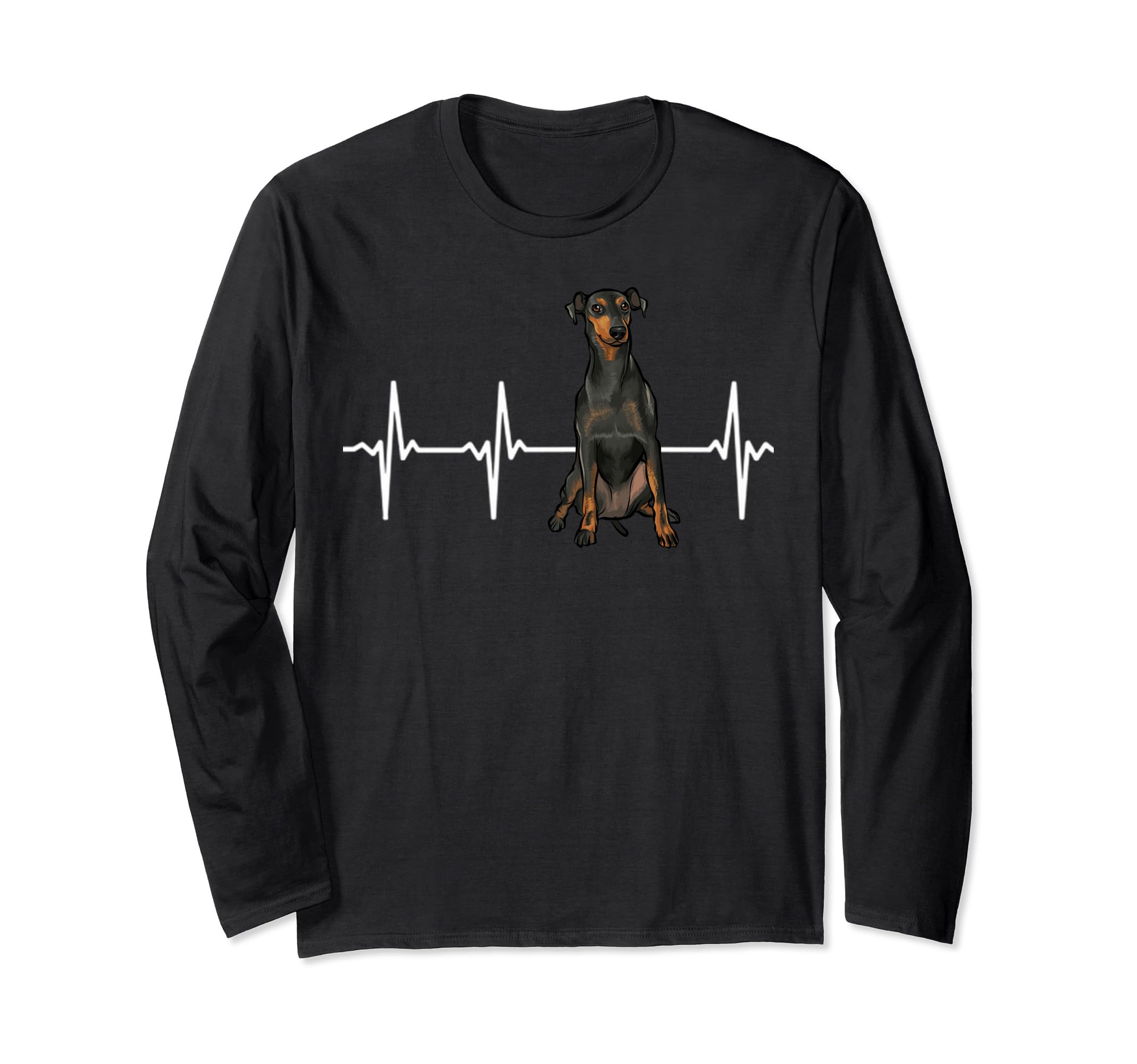 Manchester Terrier Heartbeat Dog Lover Long Sleeve T-Shirt