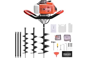 DATINGDAY Post Hole Digger,72CC 2-Stroke Gas Powered Post Hole Digger, Earth Auger with 3 Auger Drill Bits(4" & 6" & 8") + 3 Extension Rods for Garden Farm Planting Trees Fence Digging