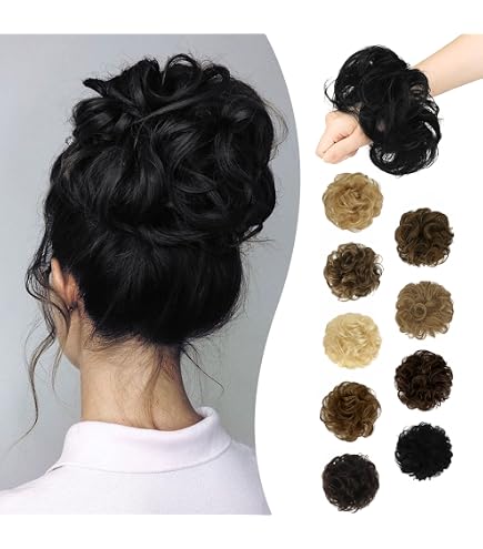 100% Human Hair Messy Bun Extension - Natural Ponytail Updo Piece Amazon.com : RUWISS Large Messy Bun Hair Piece 100% Human  main image 3