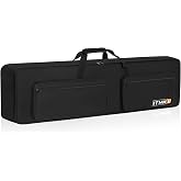 ITHWIU Padded 8mm Shockproof 88 Keys Keyboard Case Electric Piano Padded Keyboard Gig Bag (Interior: 54"x13.2"x6.7") with Adjustable Straps and 4-Pocket for Keyboard Accessaries, Black