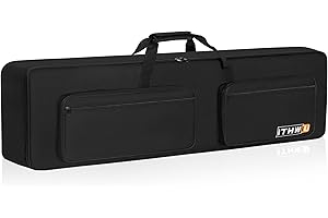 ITHWIU Padded 8mm Shockproof 88 Keys Keyboard Case Electric Piano Padded Keyboard Gig Bag (Interior: 54"x13.2"x6.7") with Adjustable Straps and 4-Pocket for Keyboard Accessaries, Black