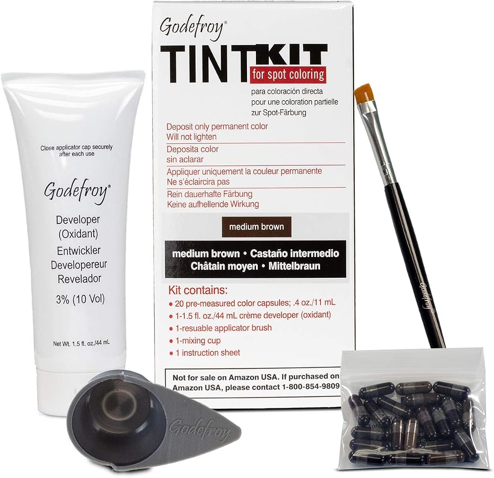Godefroy Tint Kit Professional Eyebrow Beard Color Medium Brown 20 Apps