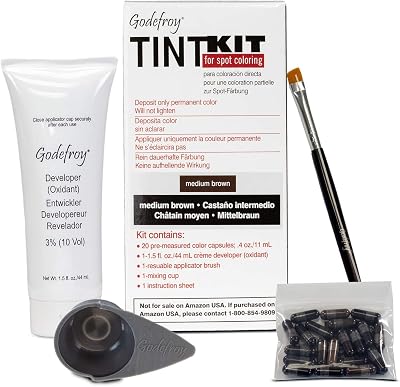 Godefroy Tint Kit Professional Eyebrow Beard Color Medium Brown 20 Apps