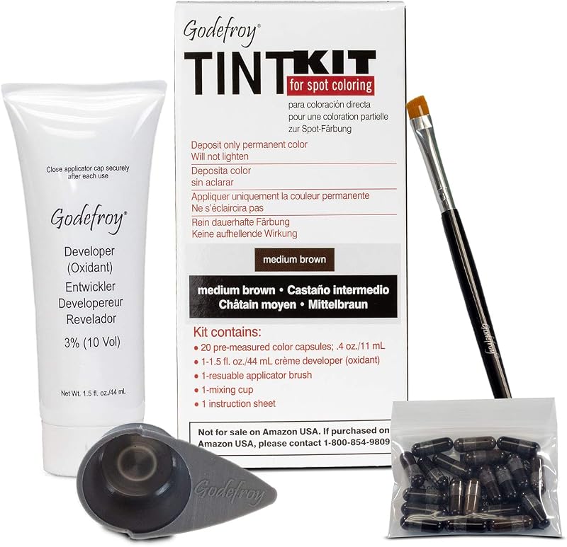 Godefroy Tint Kit Professional Eyebrow Beard Color Medium Brown 20 Apps