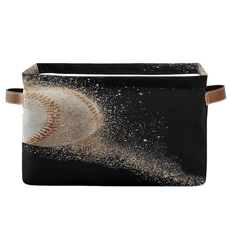 BIGJOKE Baseball-Aufbewahrungskorb mit Sportmuster, Würfelform