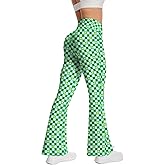 BELYQLY Women's St. Patrick's Day Yoga Pants, High Waist Bell Bottom, Flare Leggings Athletic Workout Pant