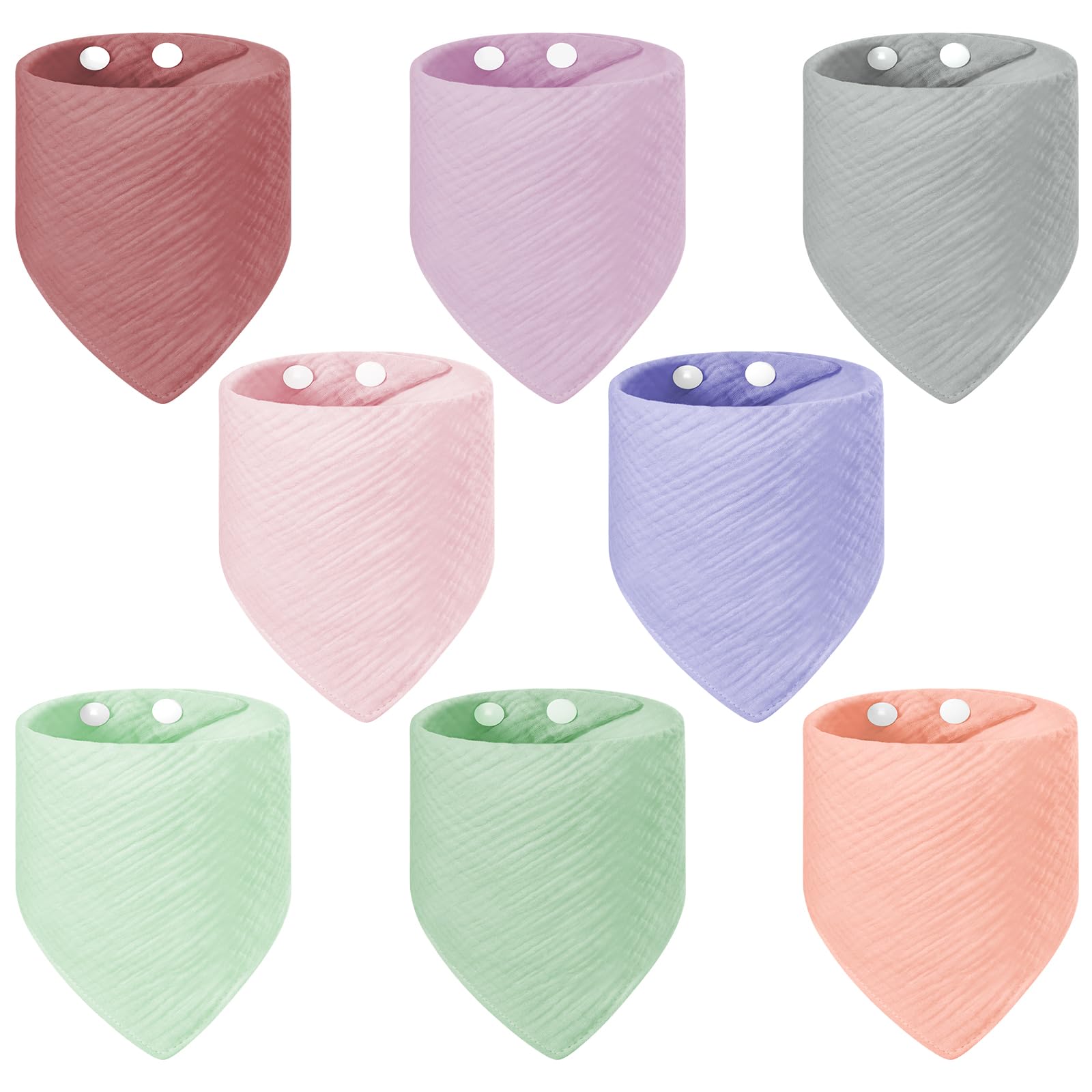 Vicloon Baby Bandana Dribble Bibs Drool Bibs, 8 Pack Baby Bandana Bibs with Adjustable Snaps, Baby Bandana Drool Bibs for Newborns Infants Boys Girls Teething Feeding - Pink/Purple/Red