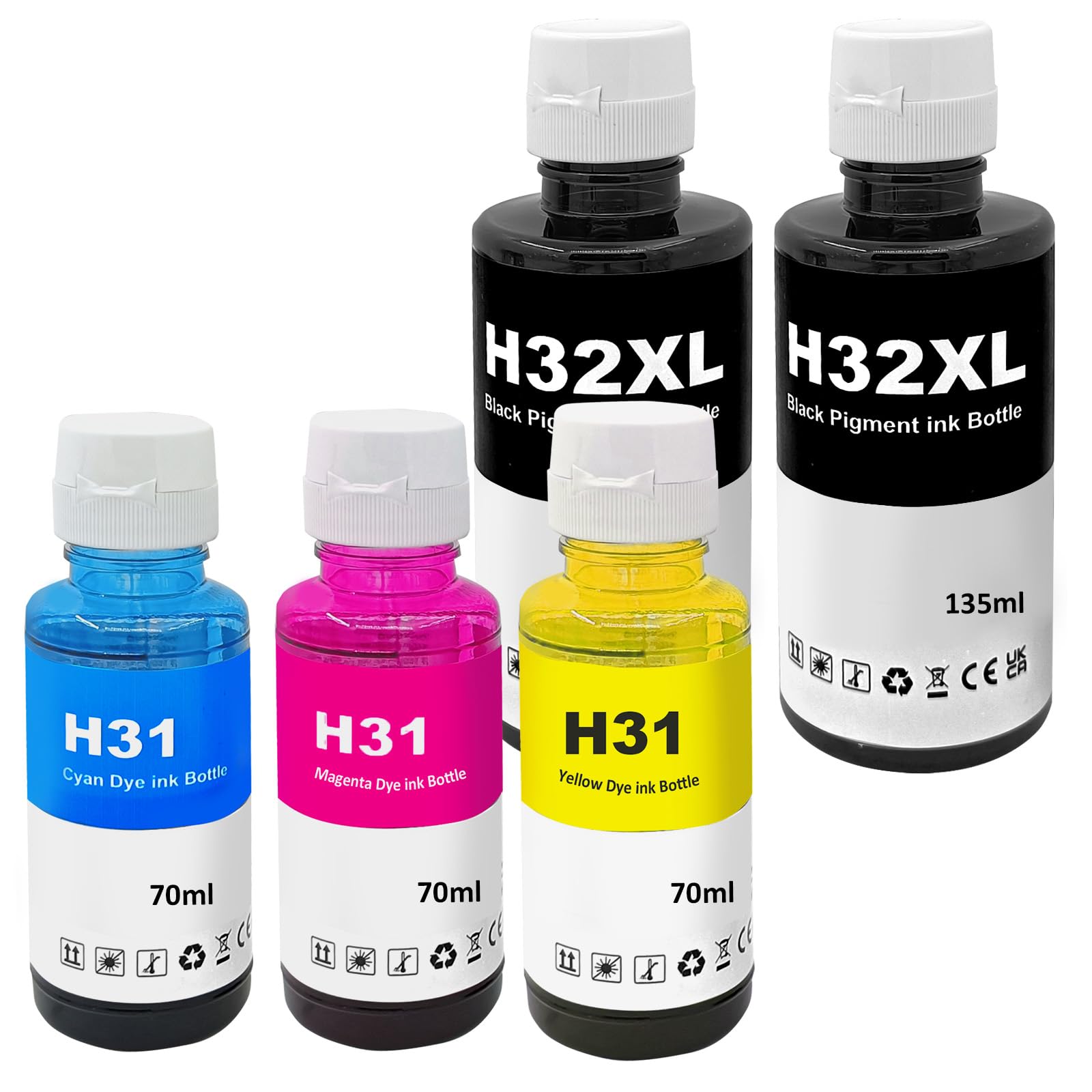 LAIPENG 31 32XL Ink Compatible with HP 31 32 XL Ink Bottles for Smart Tank 315 319 455 515 516 530 555 558 559 570 655 670 790 5105 7005 7006 7305 7306 7605 415 419 Printer 5 Multipack (BK*2/C/M/Y)