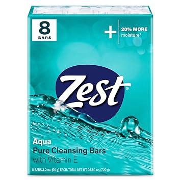 Amazon Com Zest Invigorating Aqua Bar Soap 8 Bars Refreshing Rich Lather Rinses Your Body Clean And Leaves You Feeling Moisturized With Vitamin E For Smooth Hydrated Skin Facial Care Products Beauty
