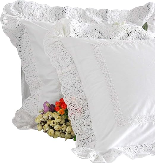 Amazon Com Queen S House Shabby Lace White Shams Standard Set Of