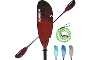 WONITAGO Angler Kayak Paddles Aluminum Paddle with Plastic Blades and Paddle Leash, Floating Adjustable Fishing Kayak Oars, 3 Piece, 230-250cm/90-98 inch