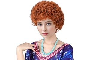 MUPUL Red Curly Wig Short Orange Mrs Rober Wig Ginger Halloween Costume Wigs For Women