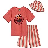 Sesame Street Elmo T-Shirt Shorts and Hat 3 Piece Outfit Set Infant to Toddler
