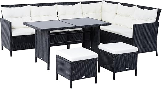 Outsunny Salon De Jardin 8 Pers Grand Confort Canape D Angle 2