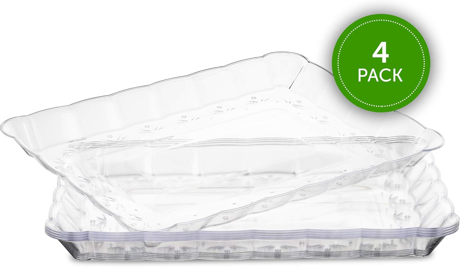  | Plasticpro Plastic Serving Trays - Serving Platters Rectangle 9X13 Disposable Party Dish Crystal Clear Pack of 4: Serving Trays