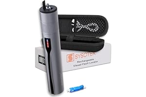 Sysotek Visual Fault Locator - Rechargeable Red Light VFL Fiber Optic Tool kit - Retractable Head fits SC FC ST - Optical Las