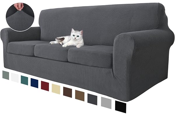 MAXIJIN 4 Piece Couch Covers for 3 Cushion Couch Super Stretch Sofa Cover for Dogs Pet Proof Fitted Furniture Protector Spand